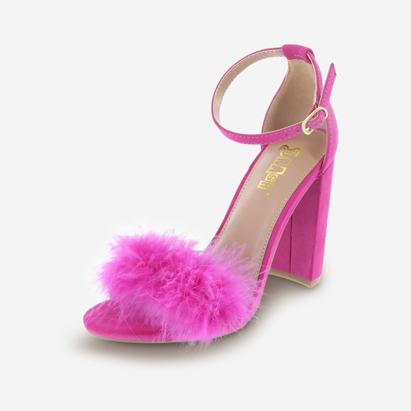 pink fur heels